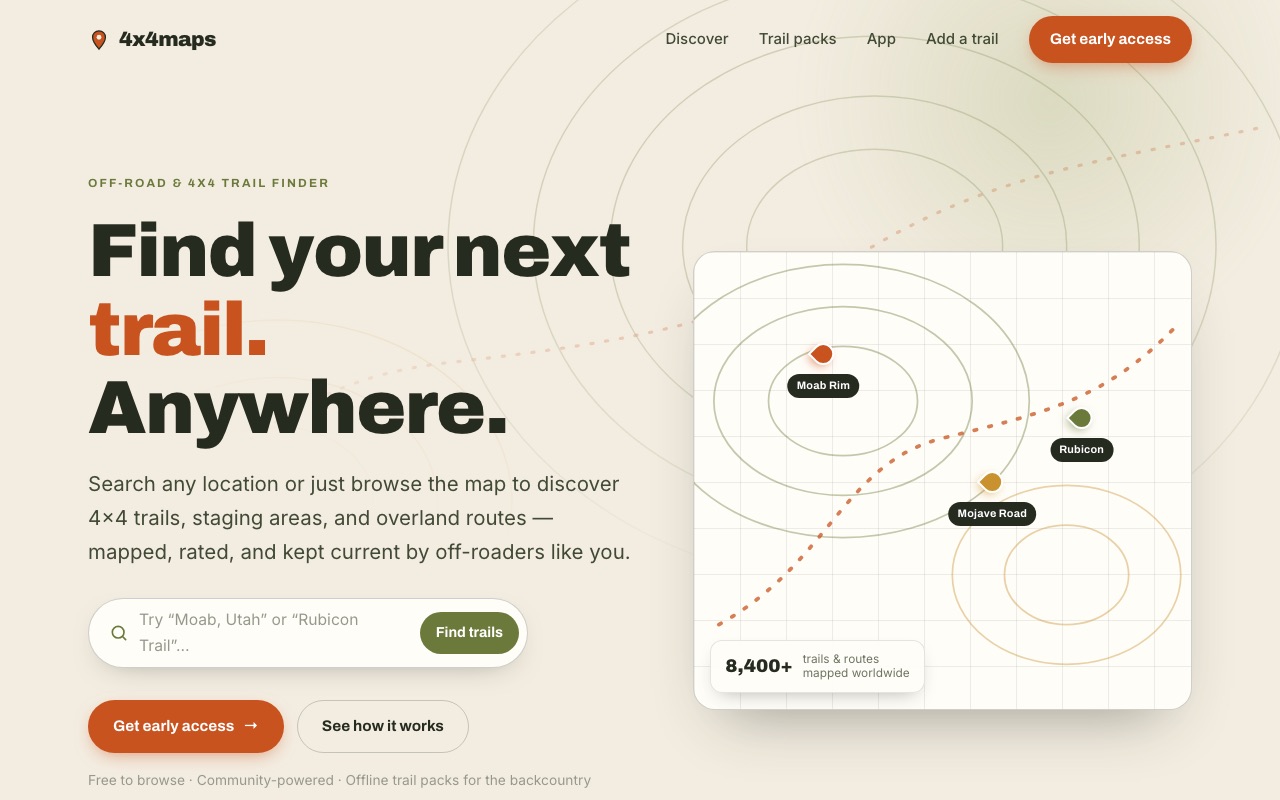 The 4x4maps.com homepage.